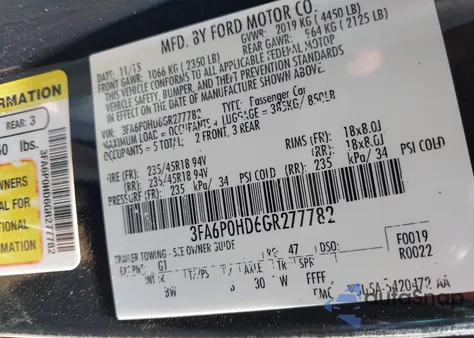 2016 Ford Fusion Se из США, поврежденный, VIN 3FA6P0HD6GR277782